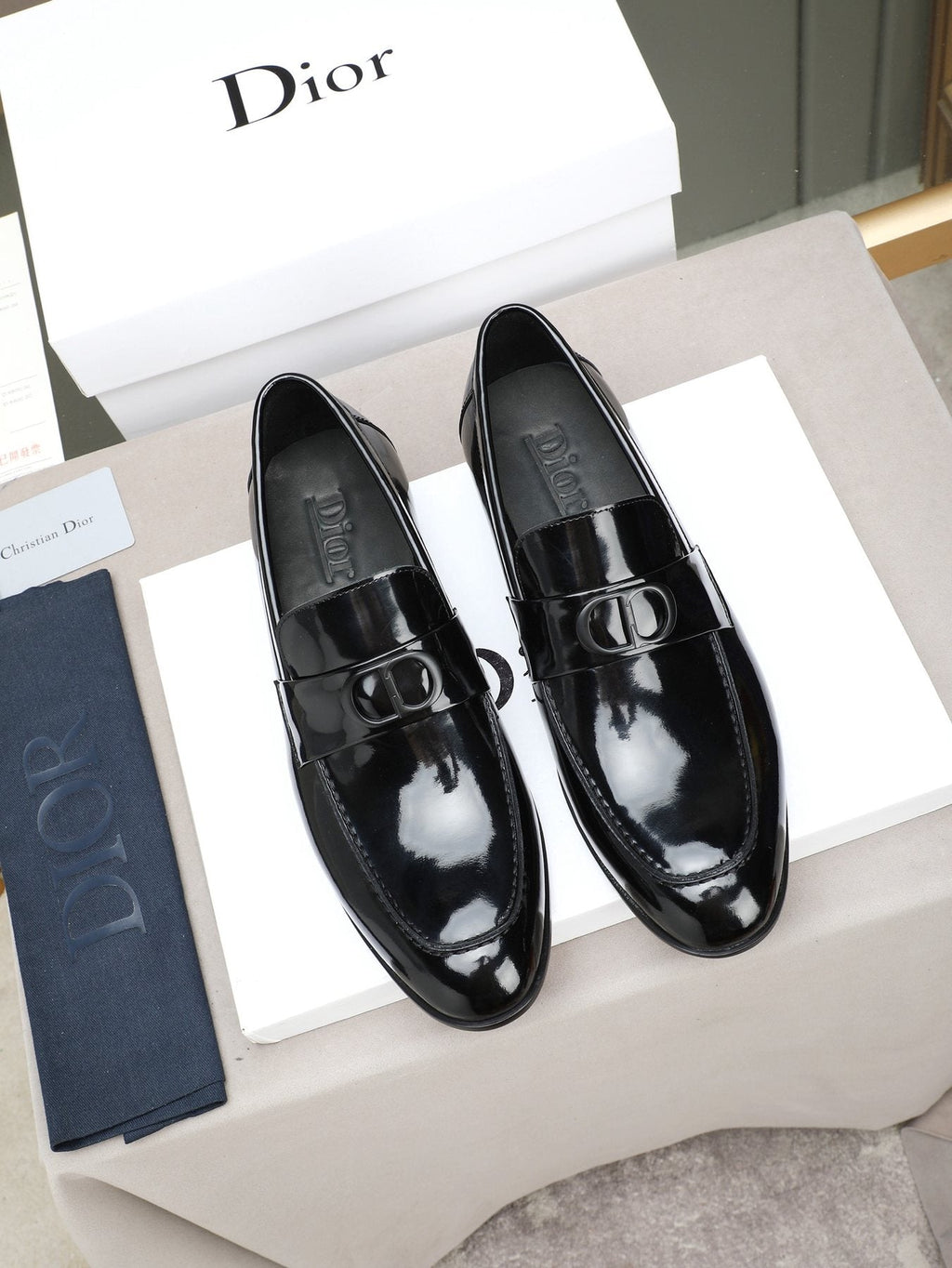 Dior Black Patent Leather Loafers — front