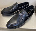 Prada Black Triangle Plaque Loafers — hero
