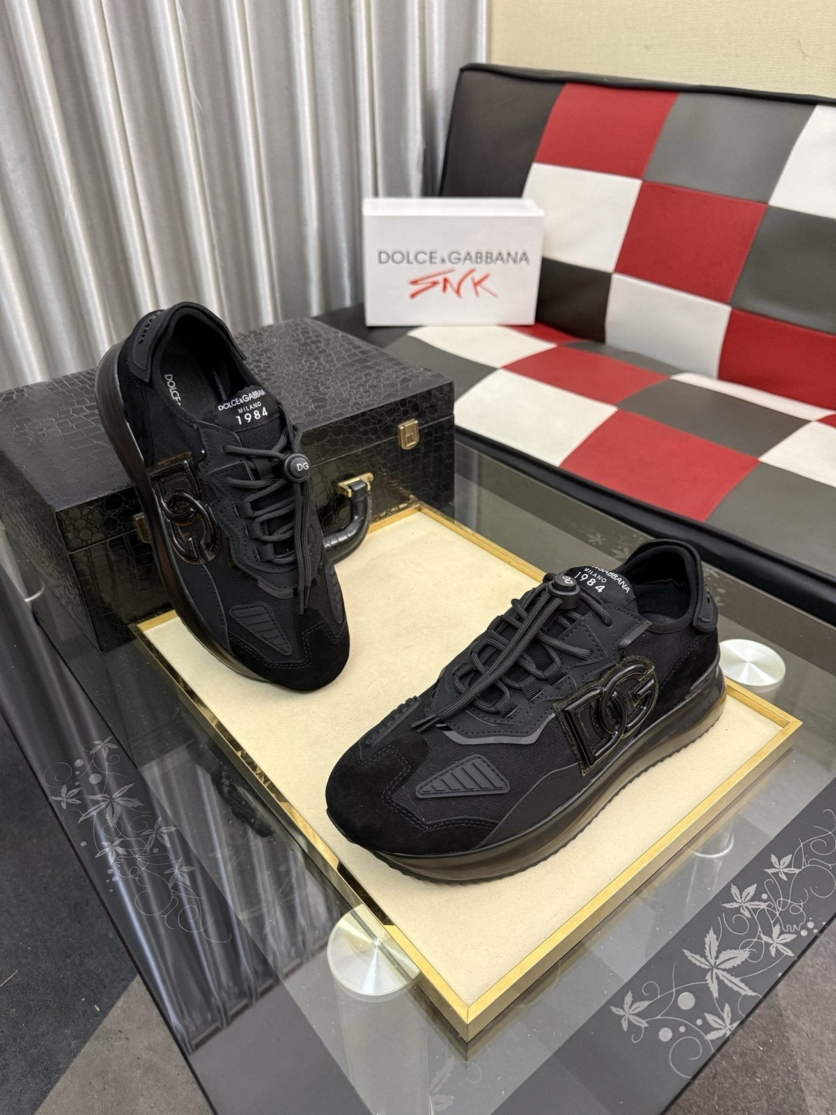 Dolce & Gabbana Black Paneled Sneakers — side