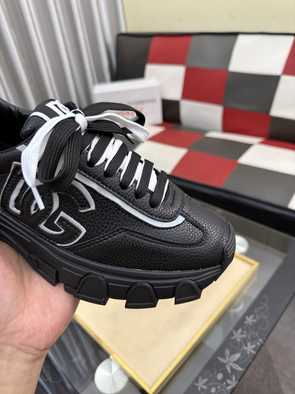Dolce & Gabbana Black Accent Low-Top Sneakers — side