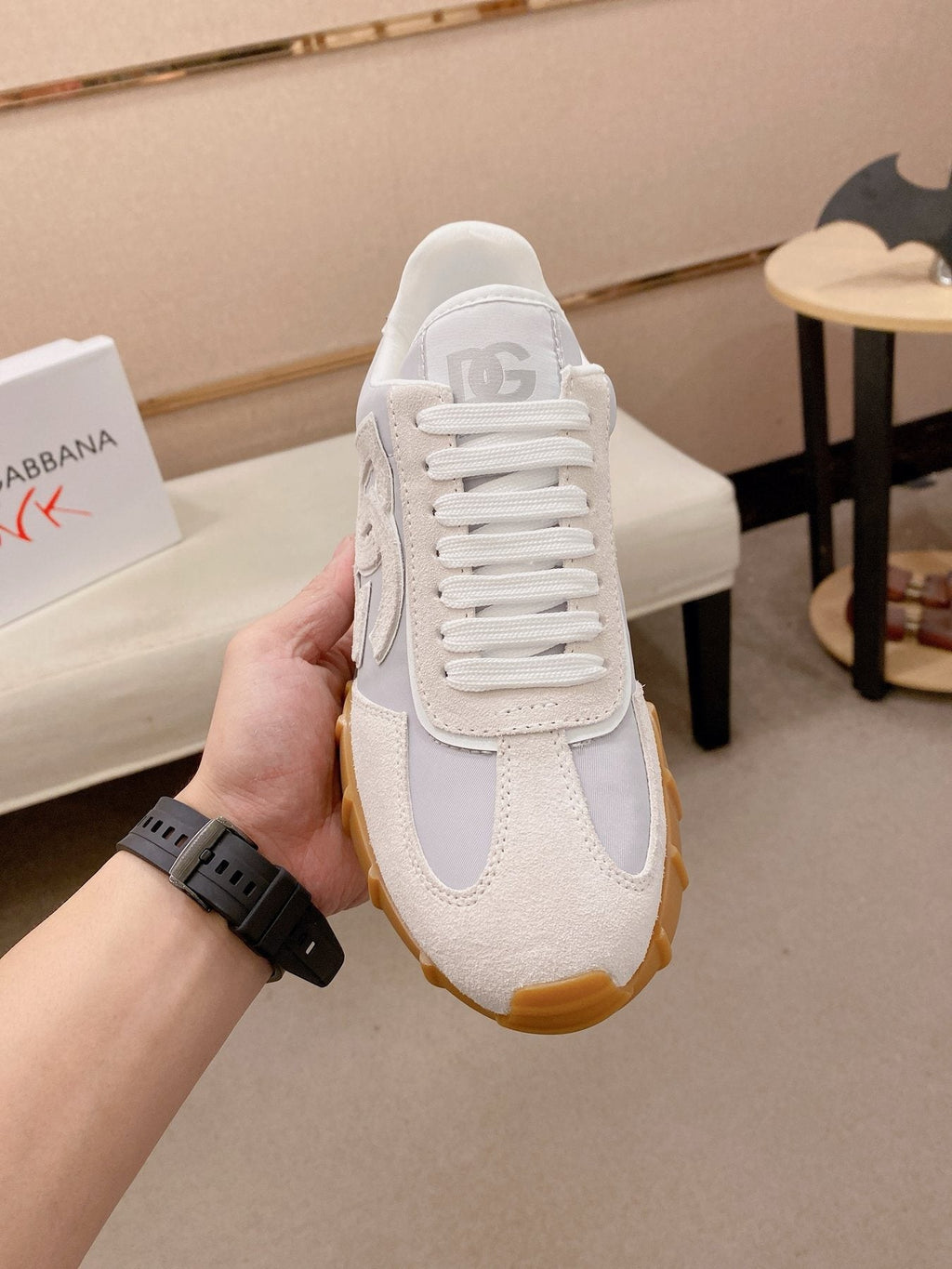 Dolce & Gabbana White & Gray Gum Sole Sneakers — front