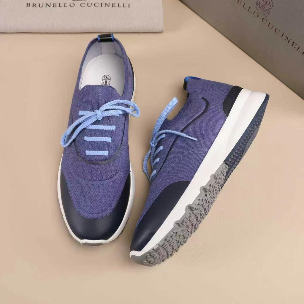 Brunello Cucinelli Blue Black & White Sneakers — hero