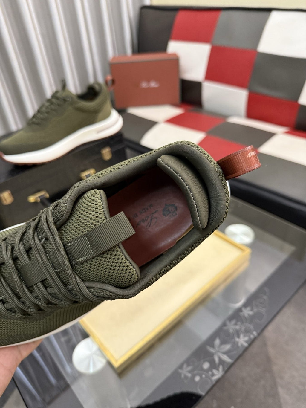 Olive Green Mesh-Like Low-Top Sneakers — detail