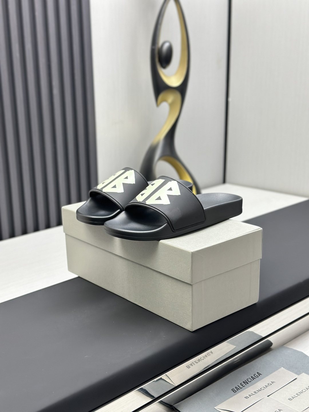 Balenciaga Logo Slide Sandals — hero