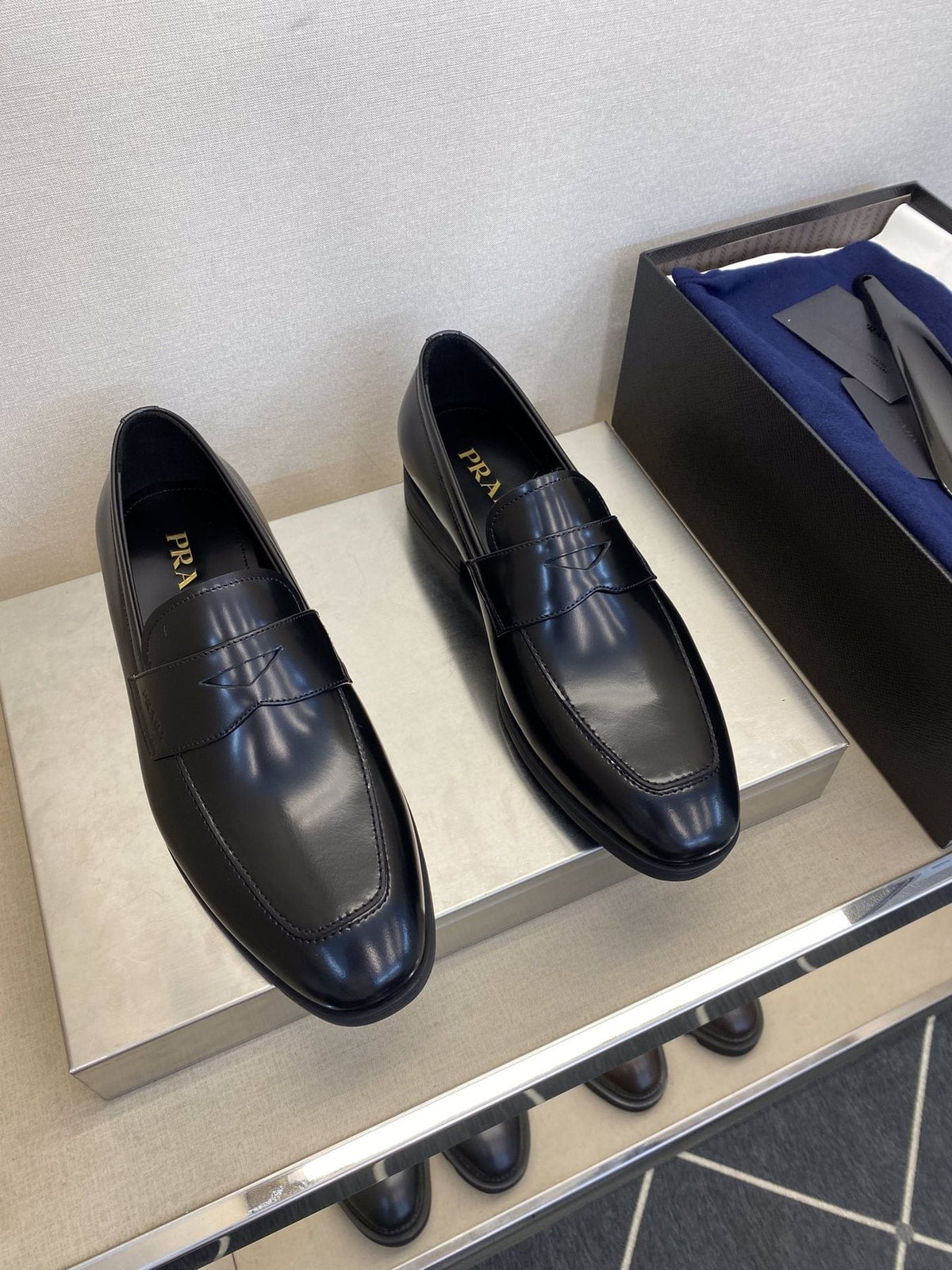Prada Black Leather Loafers — front