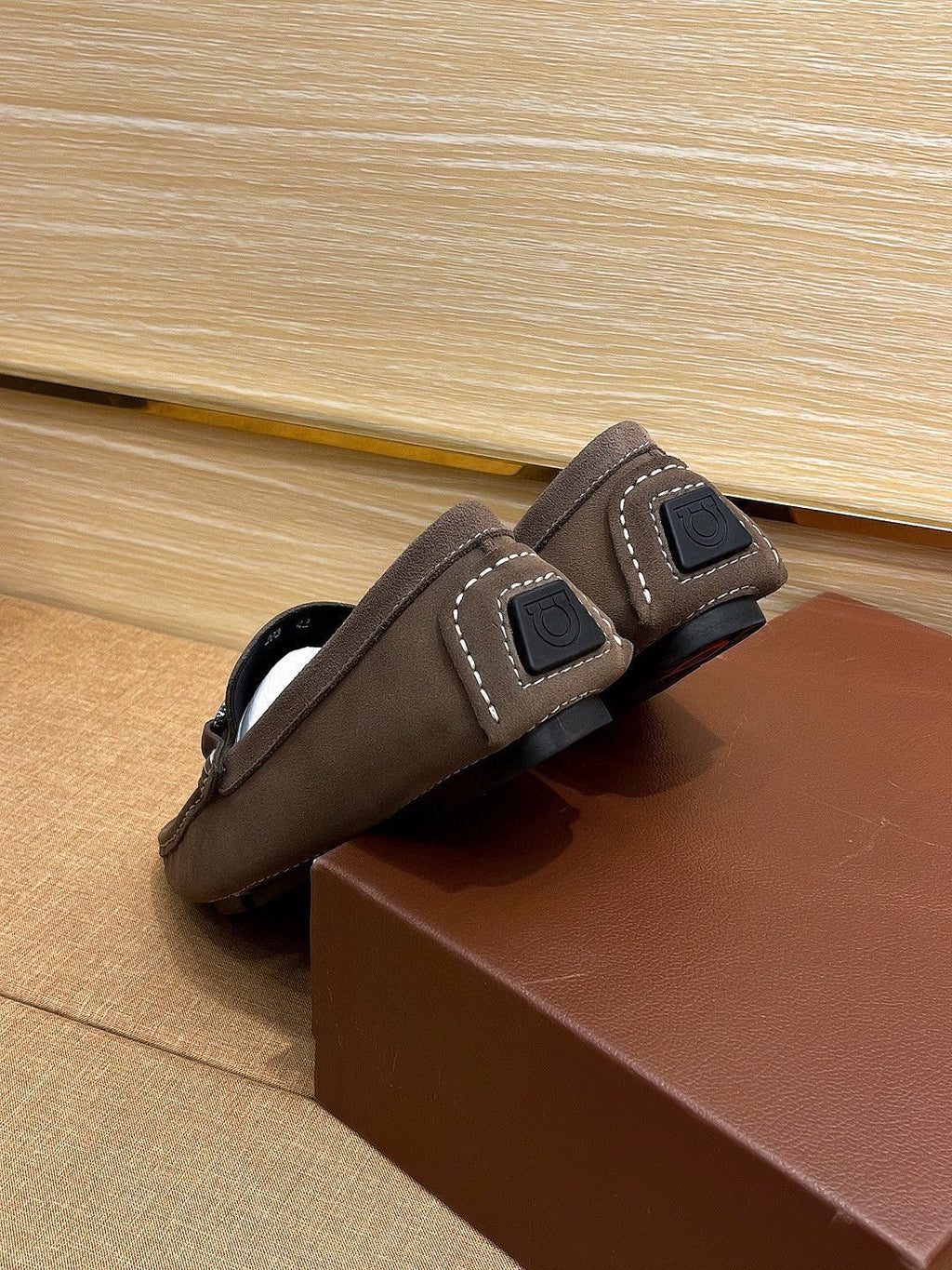 Ferragamo Taupe Bit Loafers — back