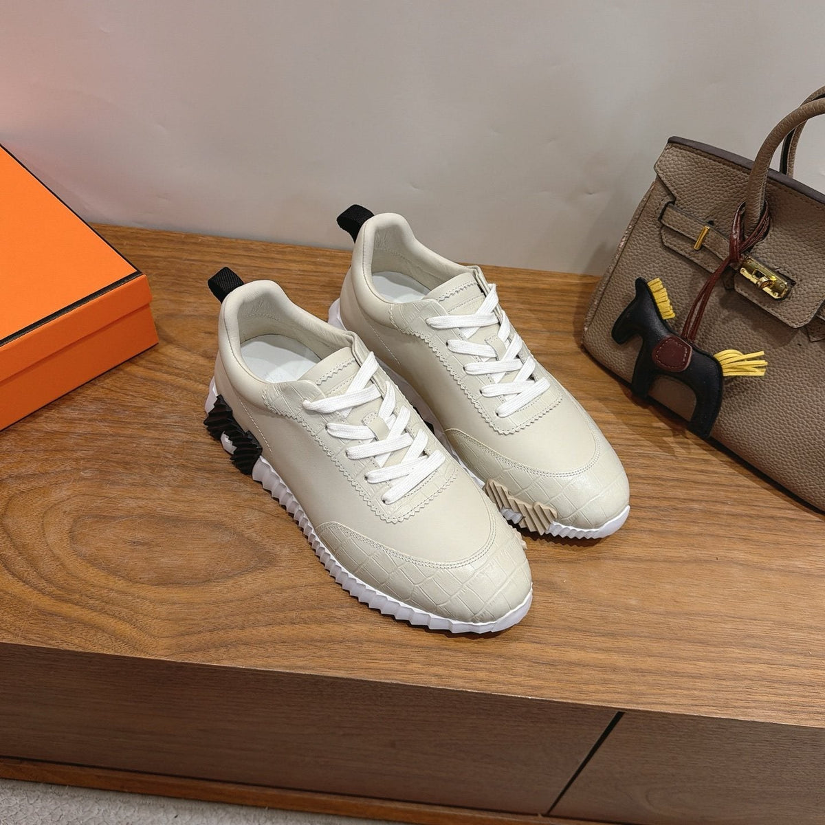 Hermès Color-Block Lace-Up Sneakers — side