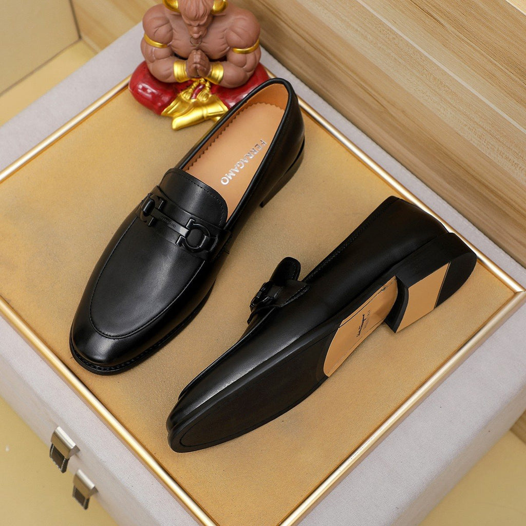Ferragamo Brown Leather Bit Loafers — front