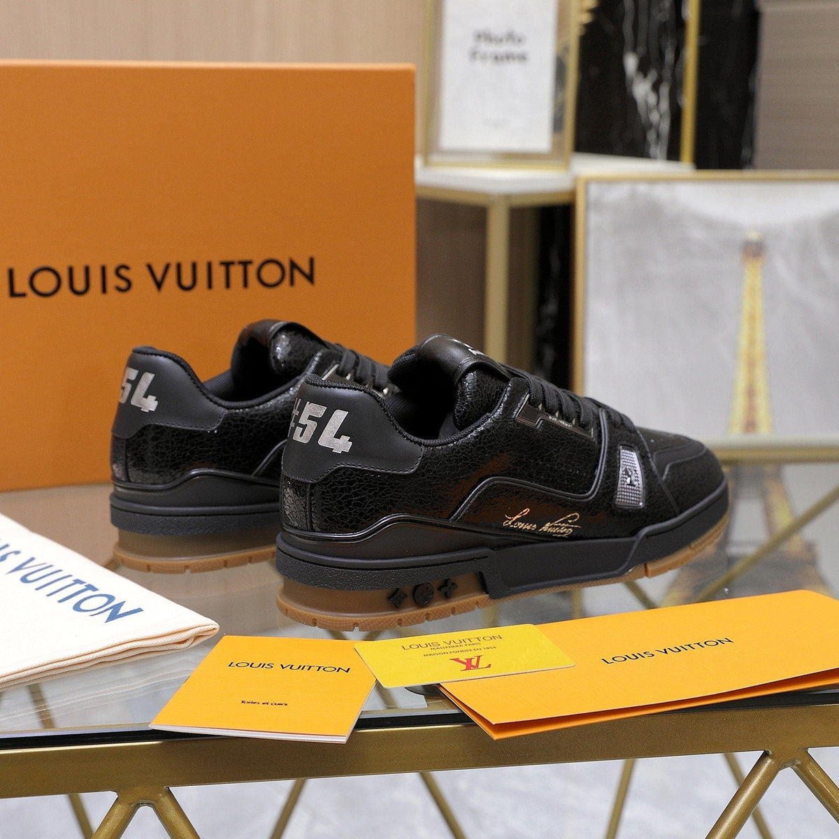 Louis Vuitton Metallic Crackle Low-Top Sneakers — back