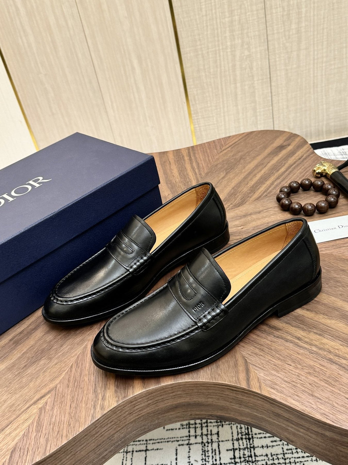 Dior Leather Penny Loafers — side