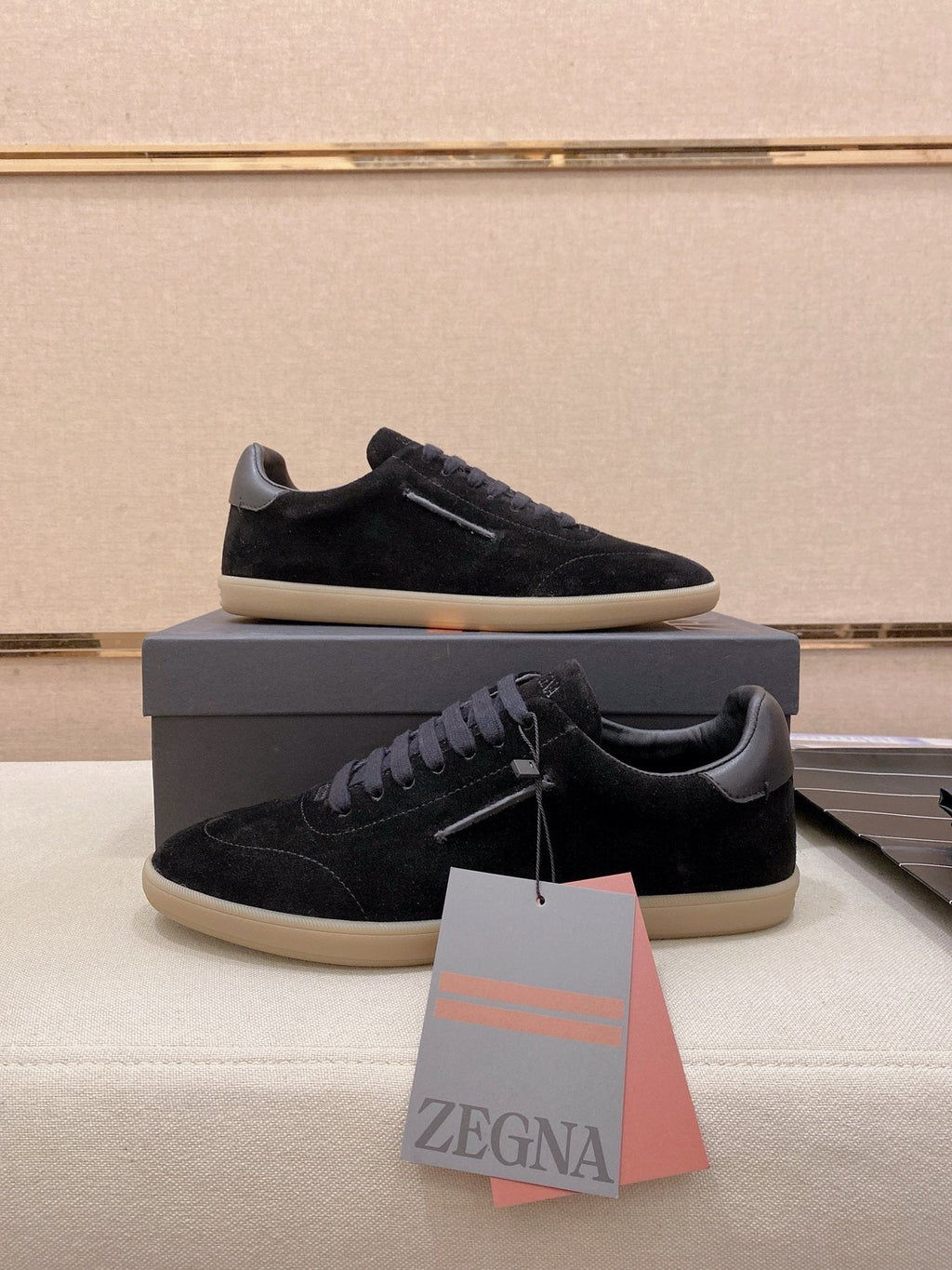 Zegna Suede Low-Top Sneakers — front
