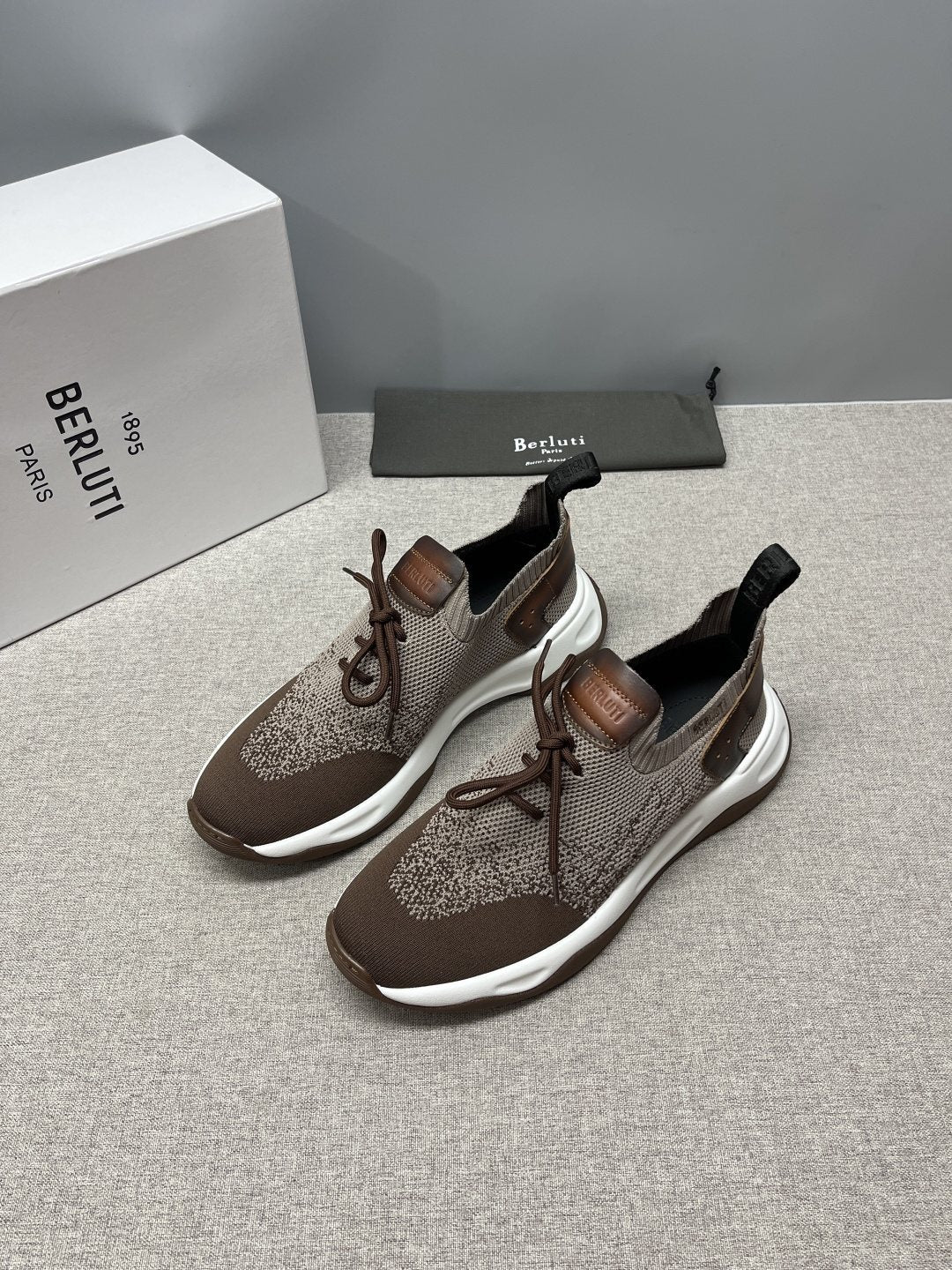 Berluti Blue Knit Lace-Up Sneakers — front