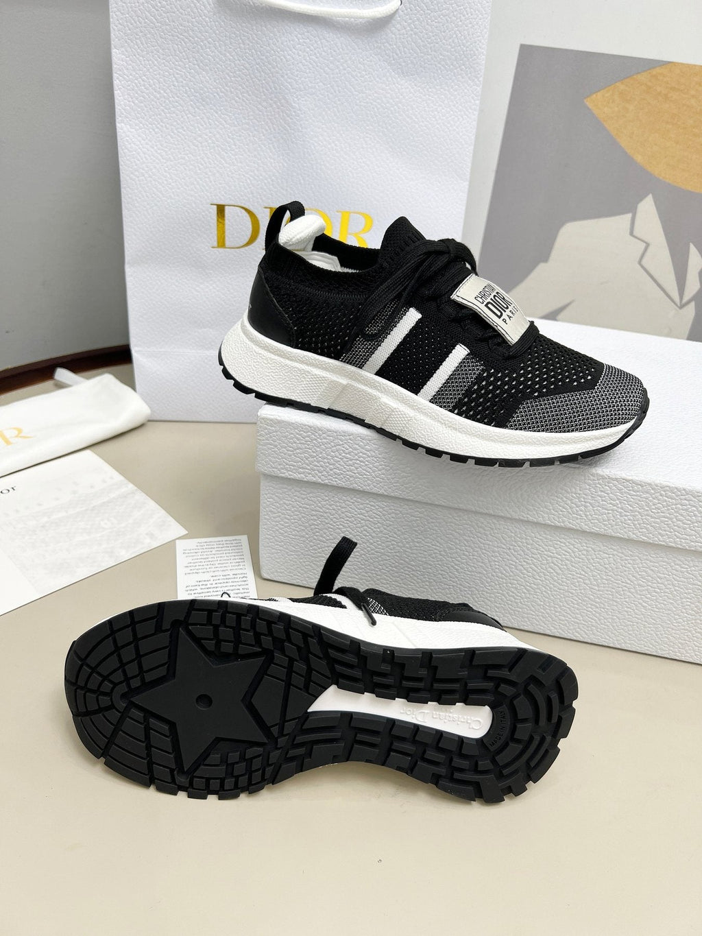 Dior Knit Lace-Up Sneakers — side