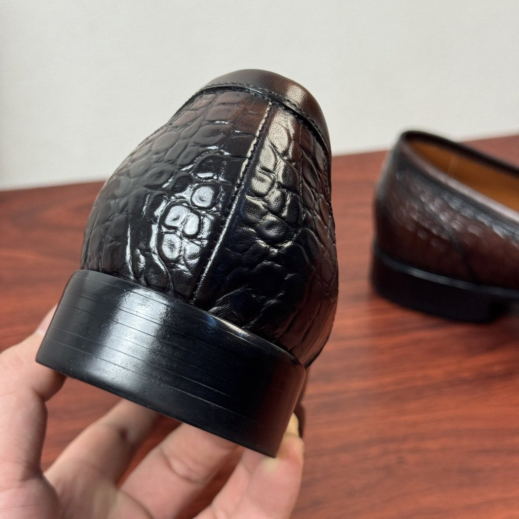 Berluti Embossed Burnished Loafers — back
