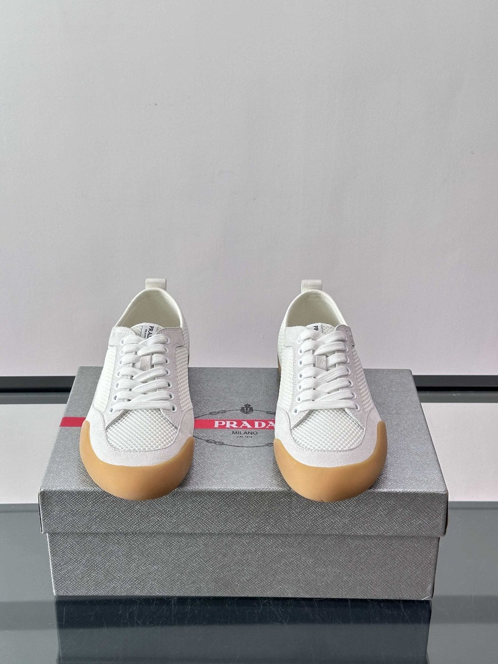 Prada Low-Top Perforated Sneakers — front