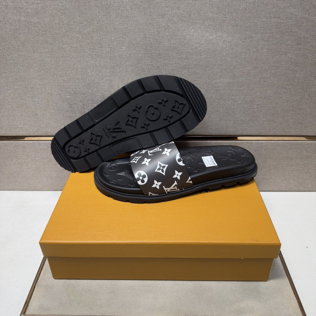 Louis Vuitton Pastel Multicolor Strap Slide Sandals — side