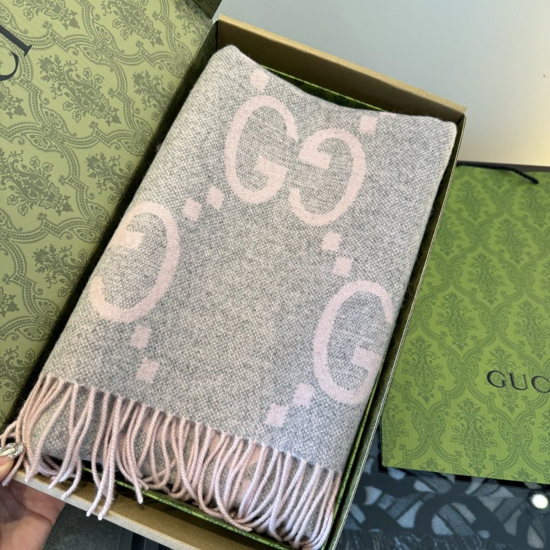 Gucci Reversible GG Fringed Scarf — front