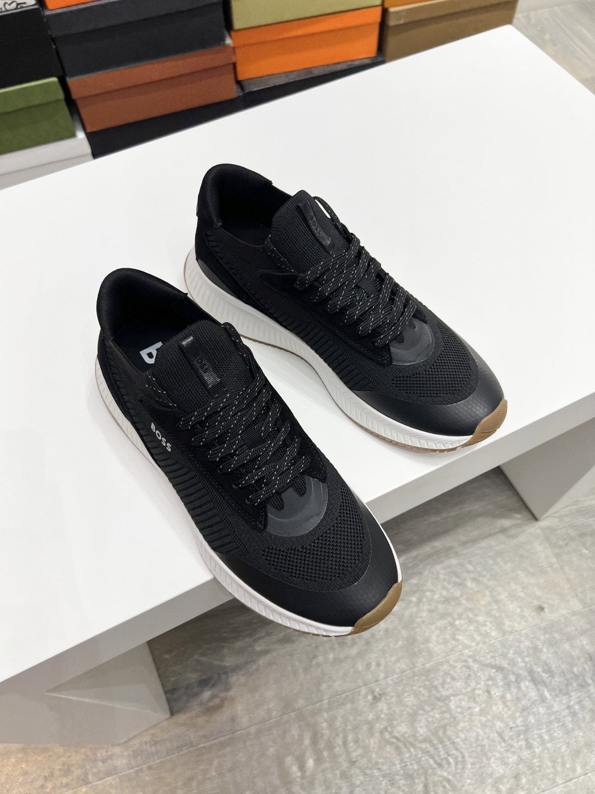 BOSS Knit Ribbed-Sole Sneakers — hero