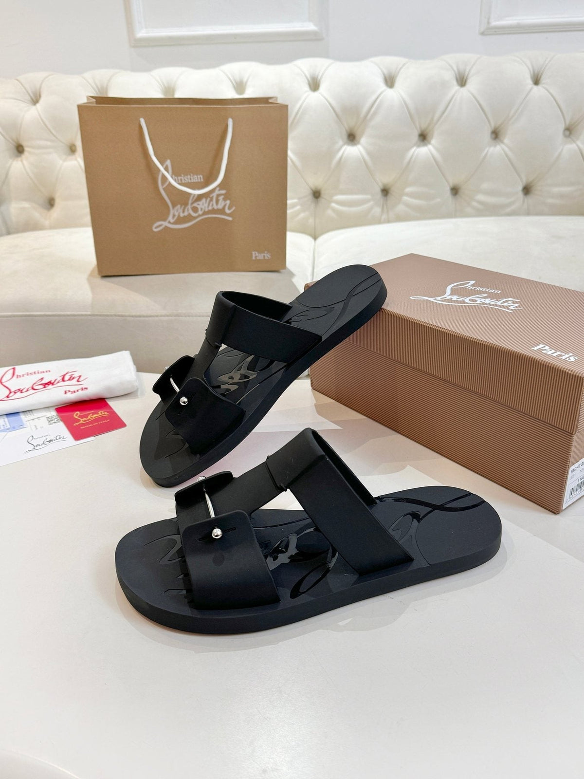 Christian Louboutin Buckle-Strap Slide Sandals — front
