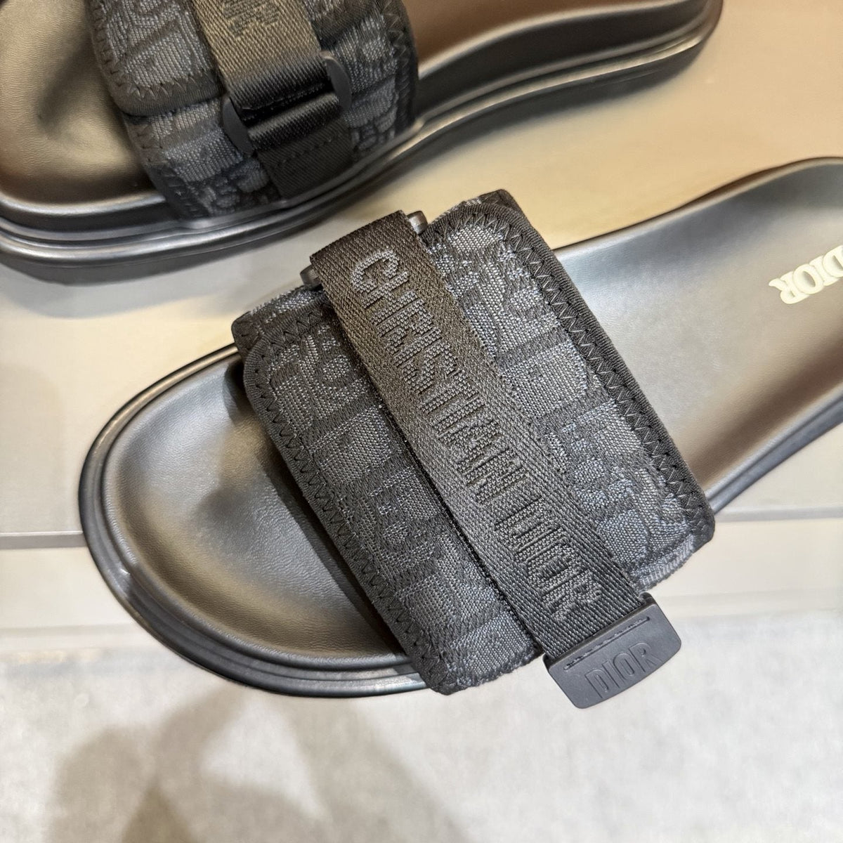 Dior Logo Strap Slide Sandals — detail